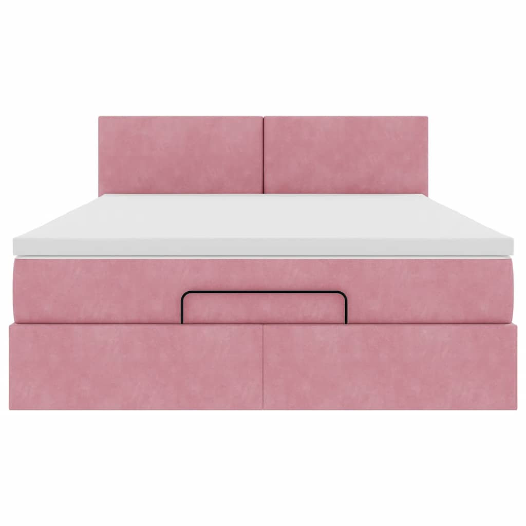 Ottoman-Bett mit Matratze Rosa 140x200 cm Samt