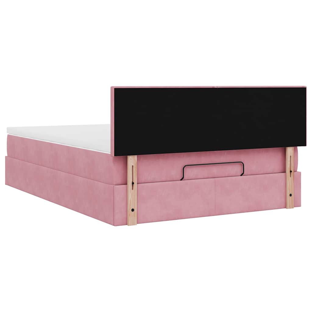 Ottoman-Bett mit Matratze Rosa 140x200 cm Samt