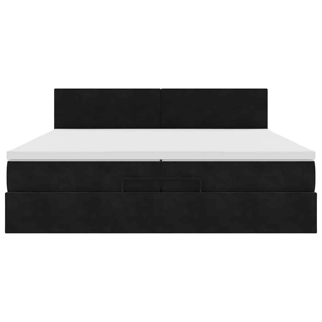 Ottoman-Bett mit Matratze Schwarz 200x200 cm Samt