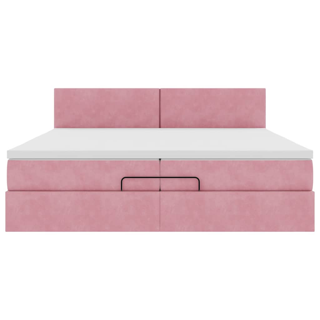 Ottoman-Bett mit Matratze Rosa 200x200 cm Samt