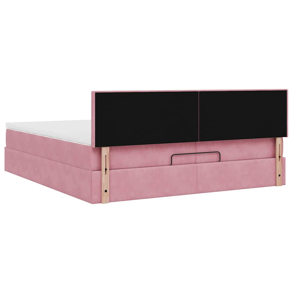 Ottoman-Bett mit Matratze Rosa 200x200 cm Samt