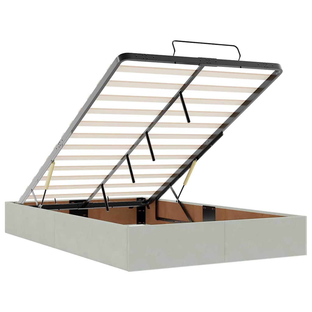 Ottoman-Bett mit Matratze Hellgrau 120x200 cm Samt