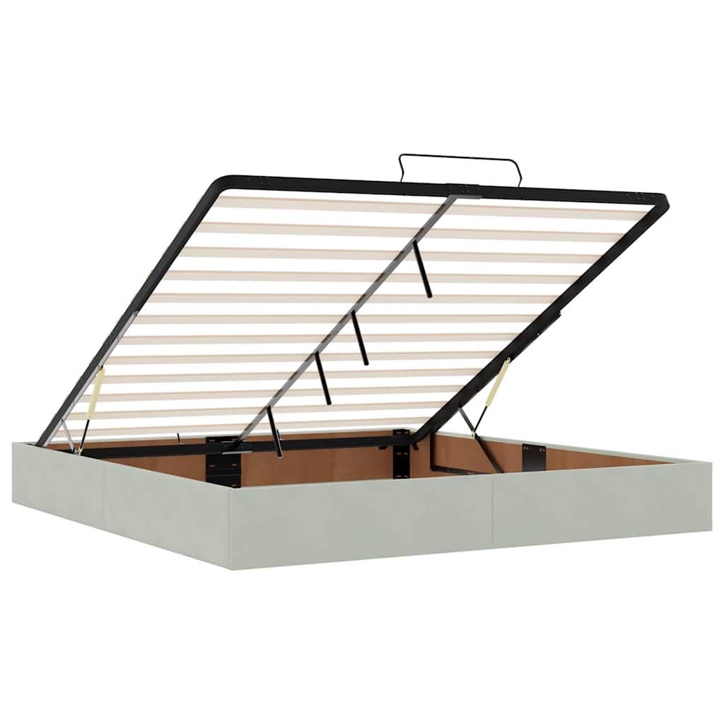 Ottoman-Bett mit Matratze Hellgrau 200x200 cm Samt