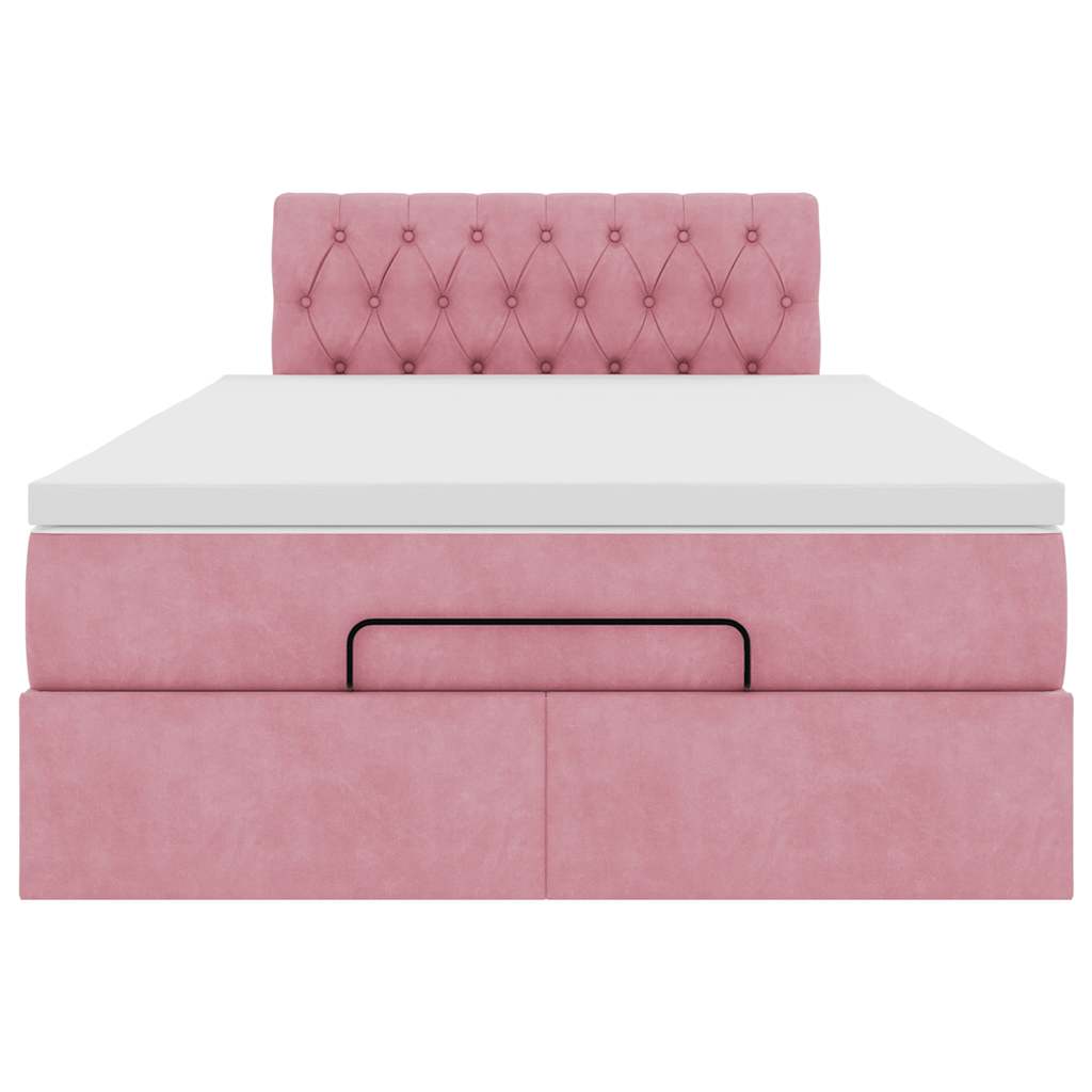 Ottoman-Bett mit Matratze Rosa 120x190 cm Samt