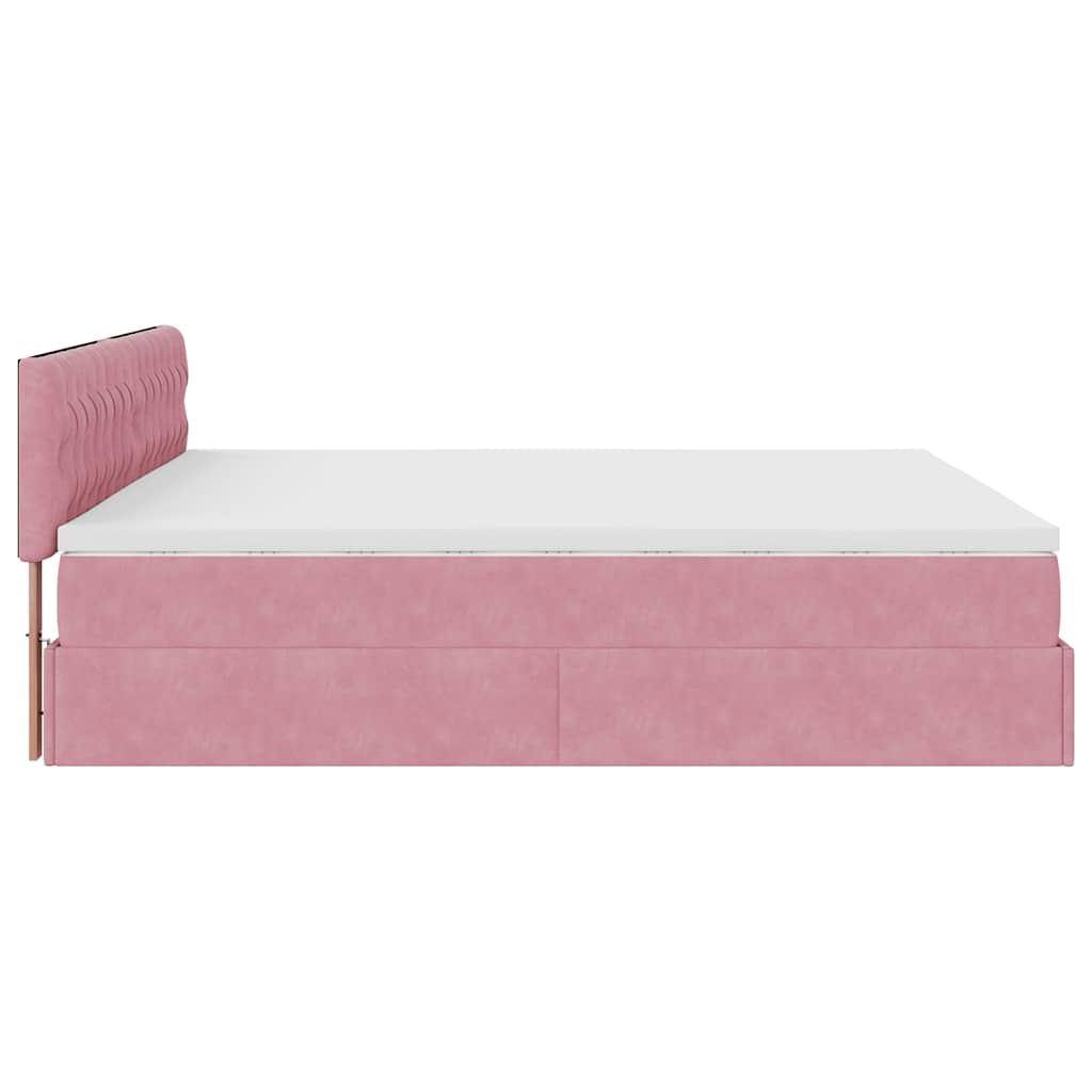 Ottoman-Bett mit Matratze Rosa 200x200 cm Samt