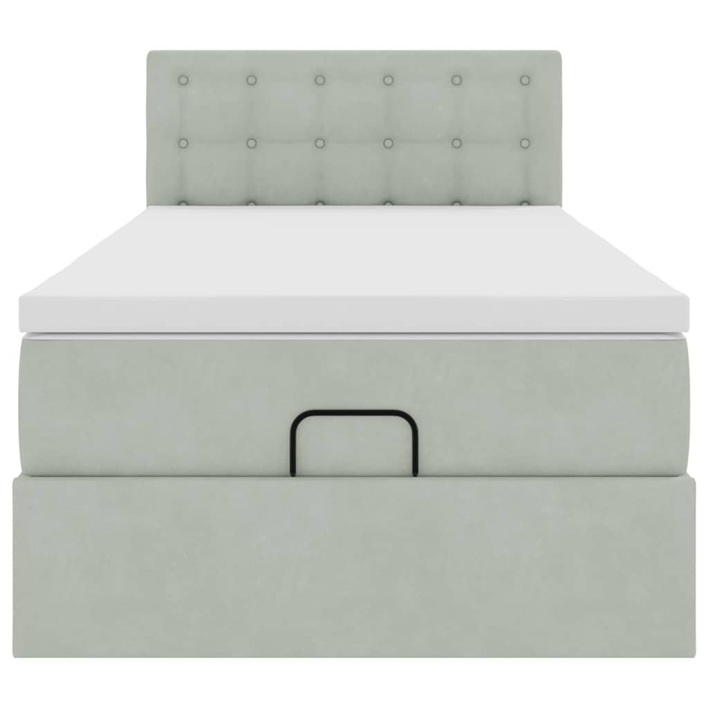 Ottoman-Bett mit Matratze Hellgrau 90x200 cm Samt