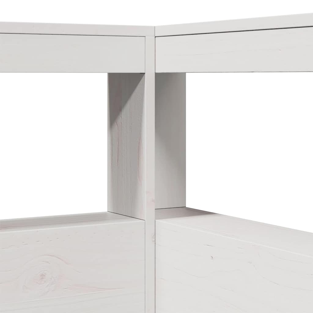 Kopfteil mit Bücherregal L-Form Weiß 90 cm Massivholz Kiefer