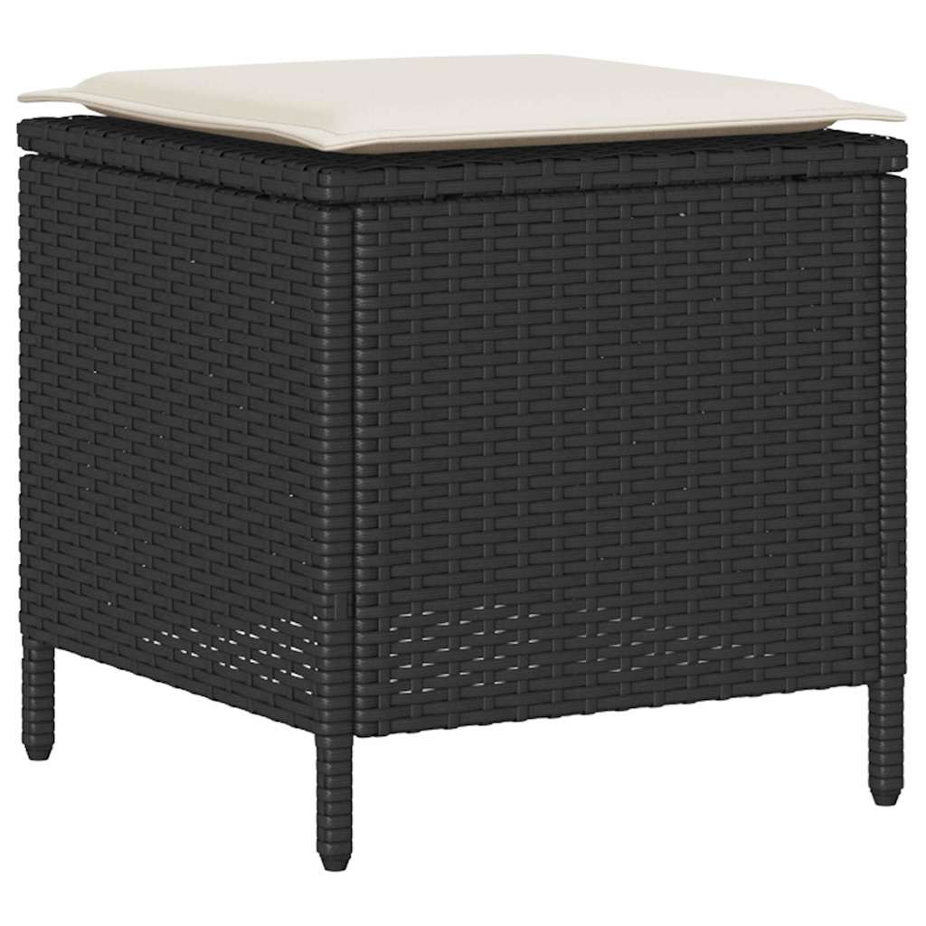 6-tlg. Garten-Sofagarnitur mit Kissen Schwarz Poly Rattan