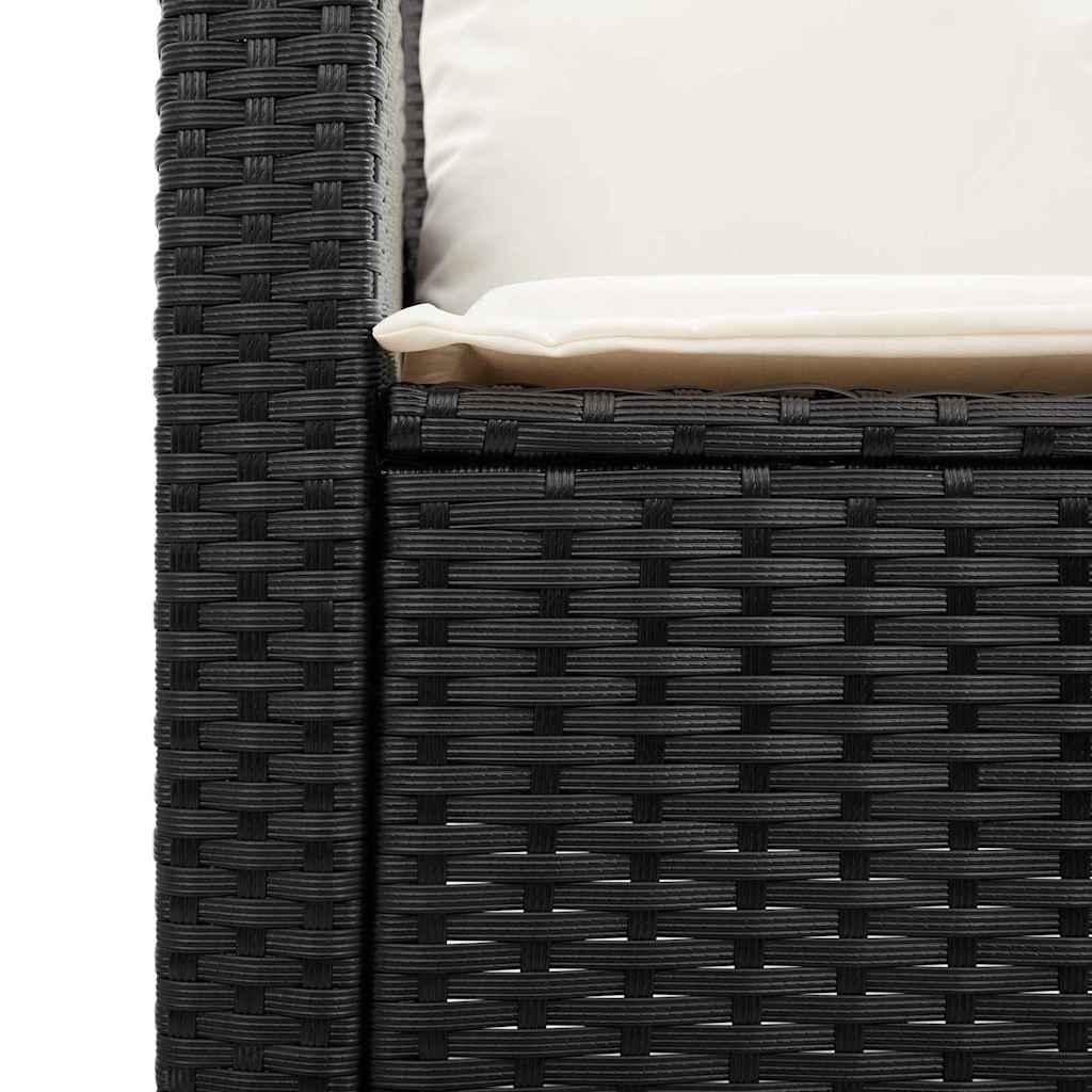 6-tlg. Garten-Sofagarnitur mit Kissen Schwarz Poly Rattan