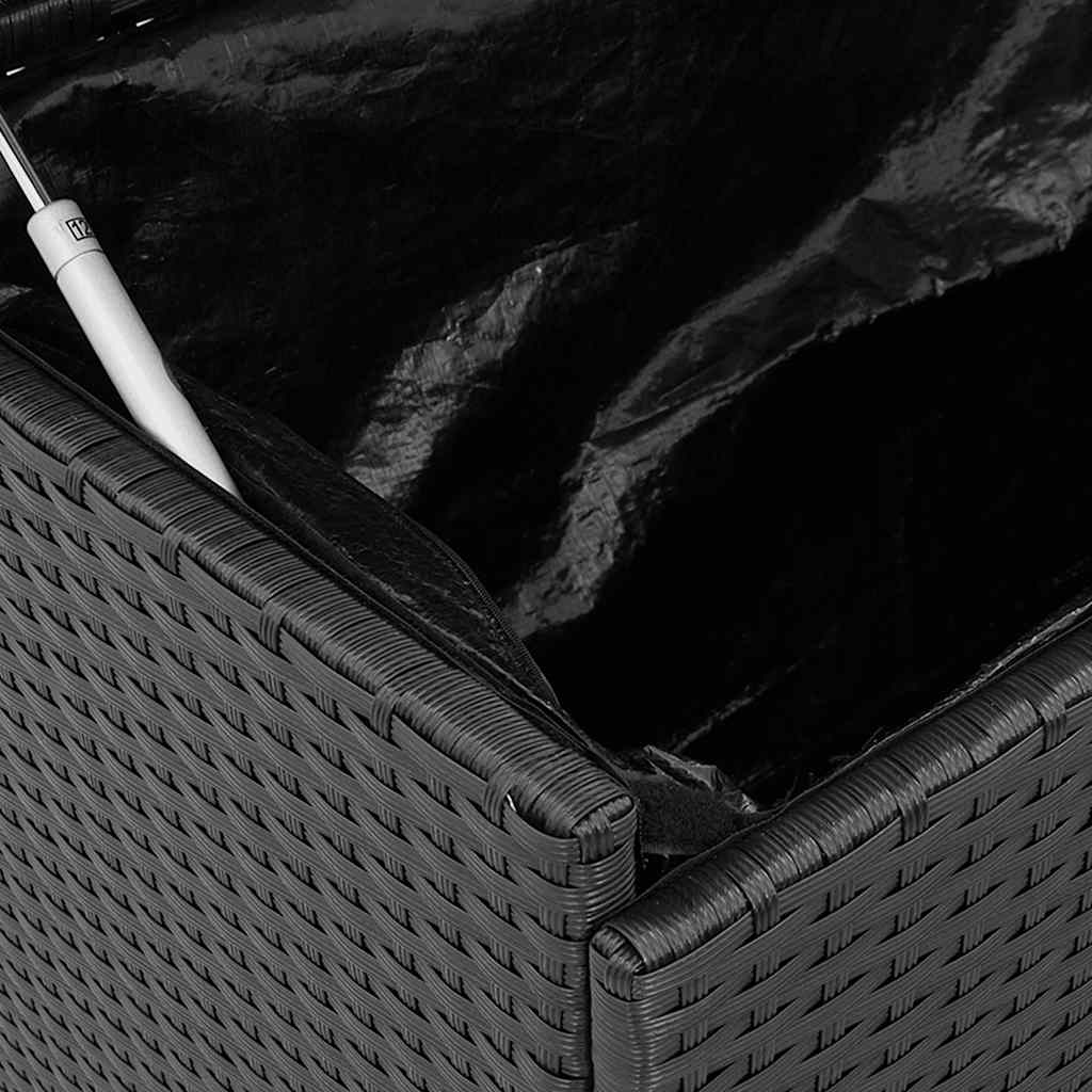 Gartentruhe mit Rollen Schwarz 110x55x73 cm Poly Rattan