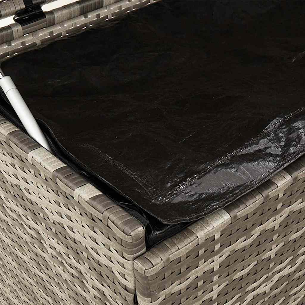 Gartentruhe mit Rollen Grau 110x55x73 cm Poly Rattan