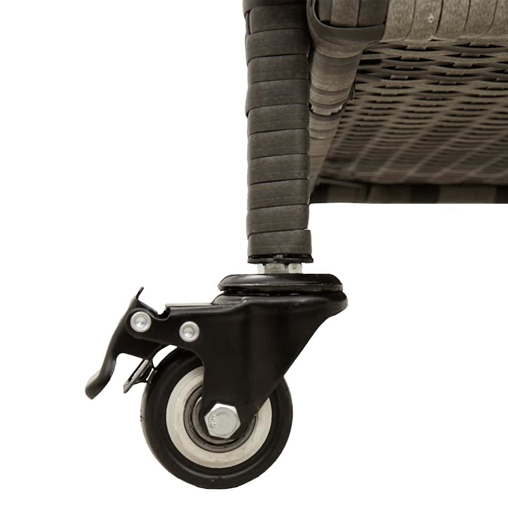 Gartentruhe mit Rollen Grau 110x55x73 cm Poly Rattan