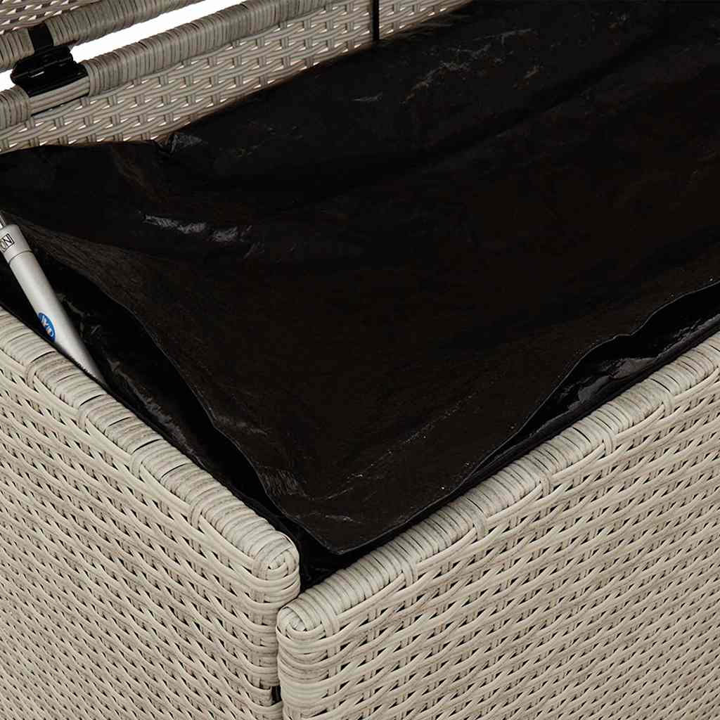 Gartentruhe mit Rollen Hellgrau 160x55x75 cm Poly Rattan