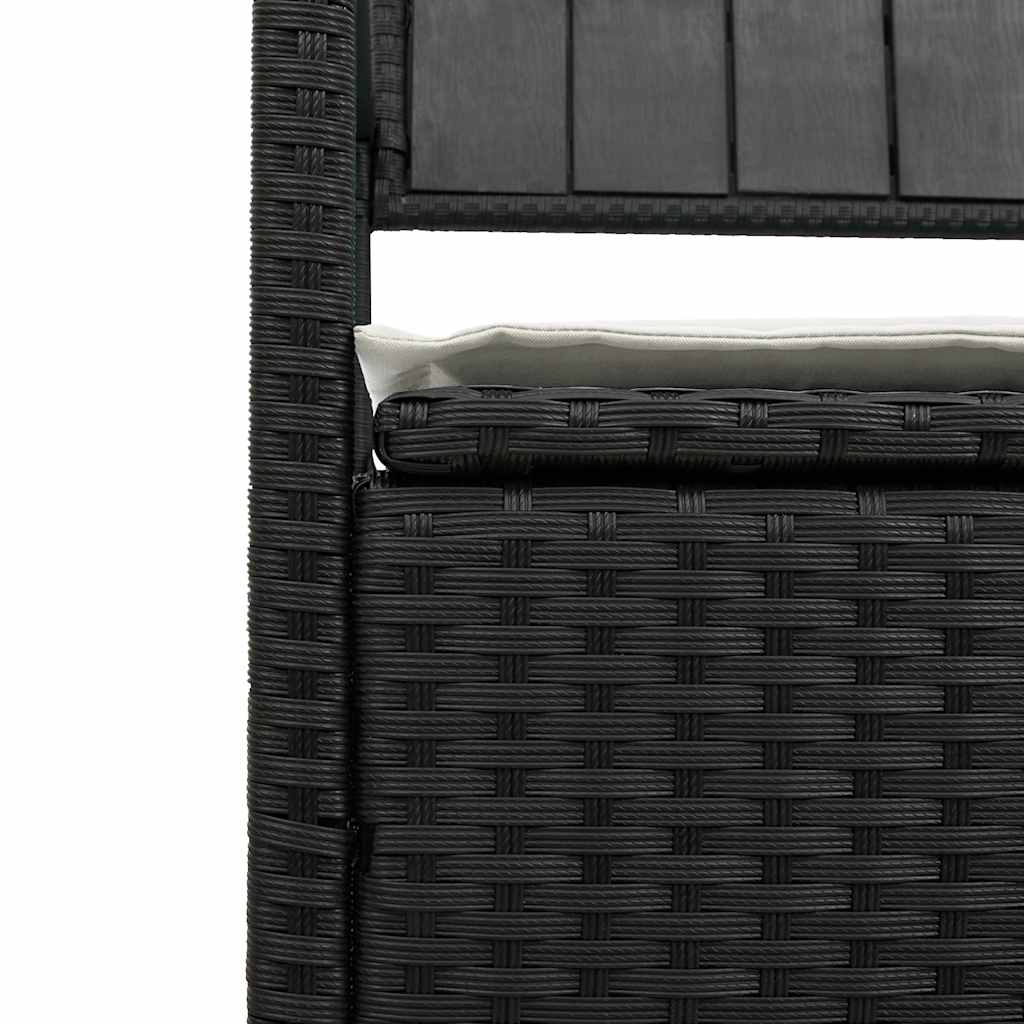 Gartenbank mit Stauraum und Kissen Schwarz Poly Rattan