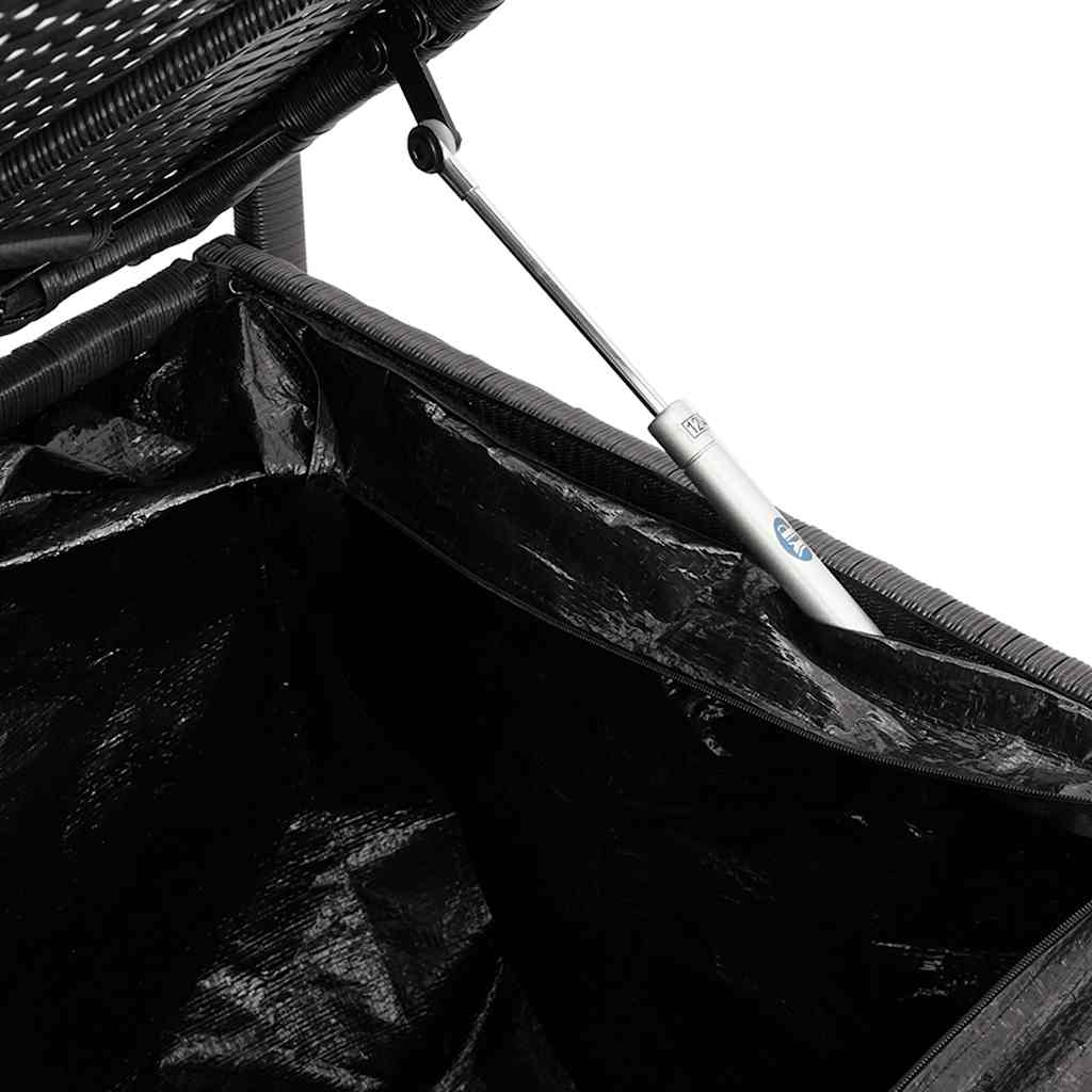 Gartenbank mit Stauraum und Kissen Schwarz Poly Rattan