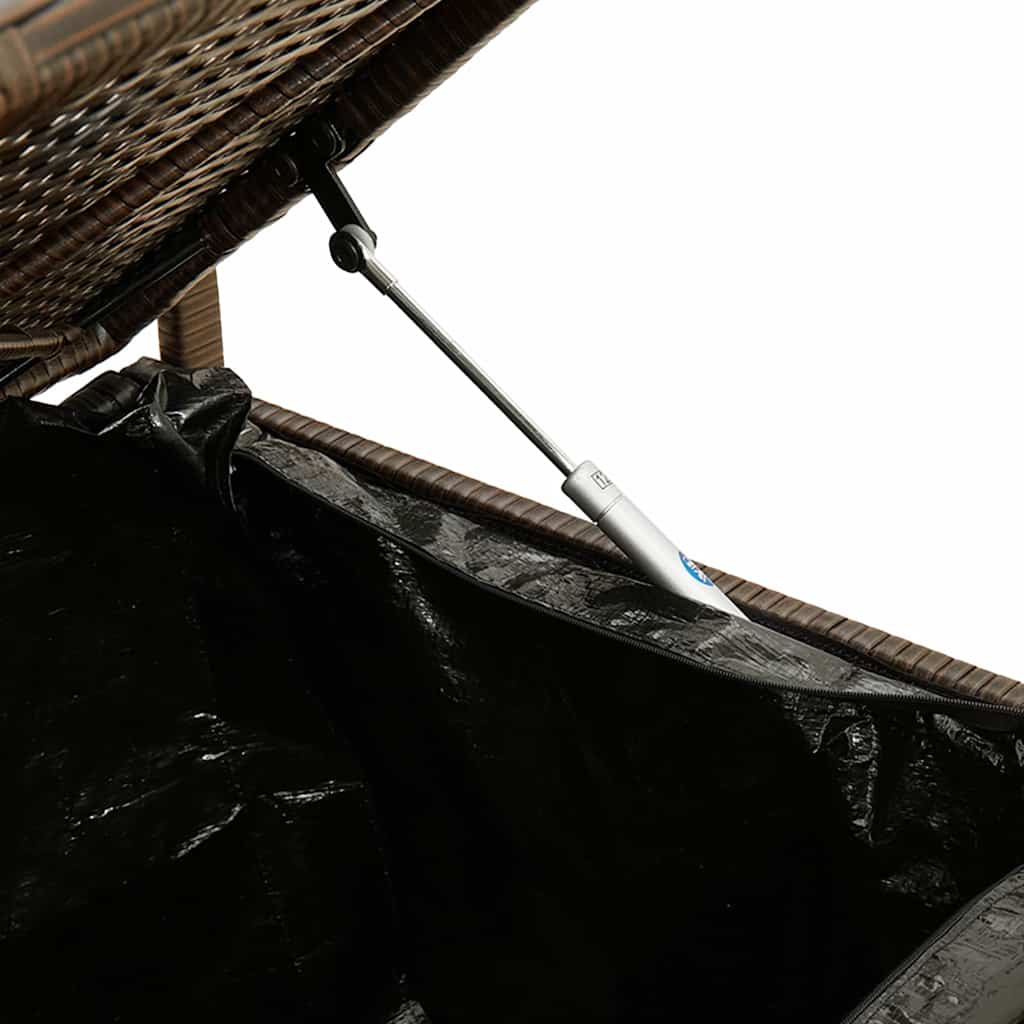 Gartenbank mit Stauraum und Kissen Braun Poly Rattan