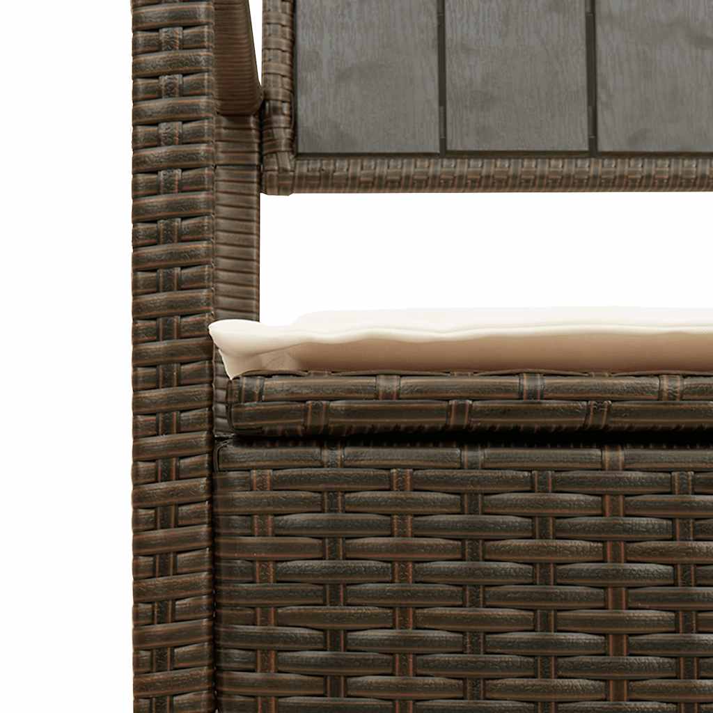 Gartenbank mit Stauraum und Kissen Braun Poly Rattan