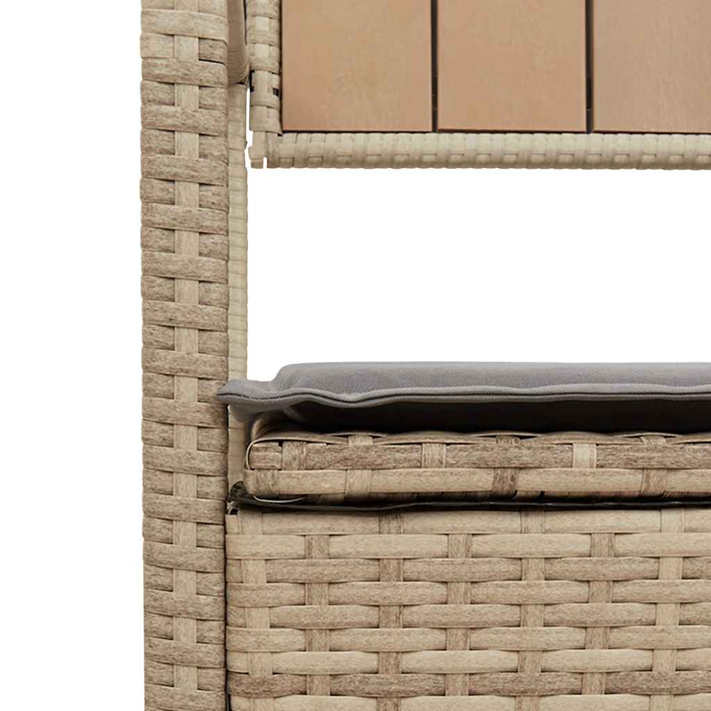 Gartenbank mit Stauraum und Kissen Beige Poly Rattan