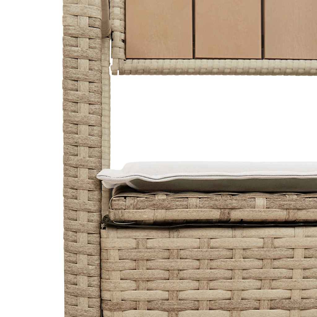 Gartenbank mit Stauraum und Kissen Beige Poly Rattan