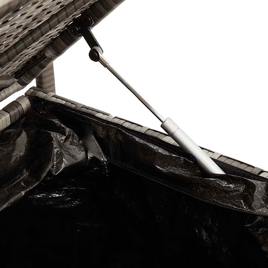 Gartenbank mit Stauraum und Kissen Grau Poly Rattan