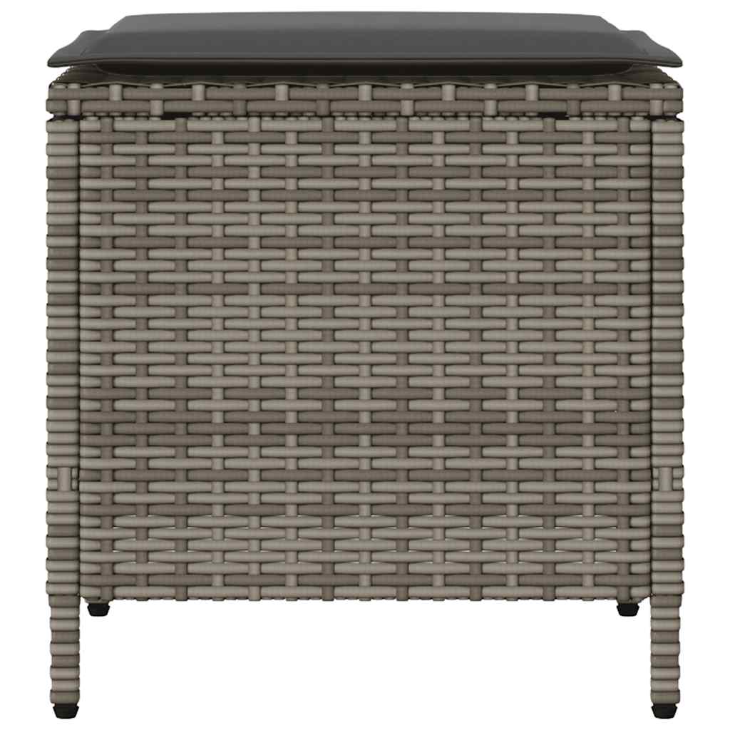 4-tlg. Garten-Sofagarnitur mit Kissen Grau Poly Rattan