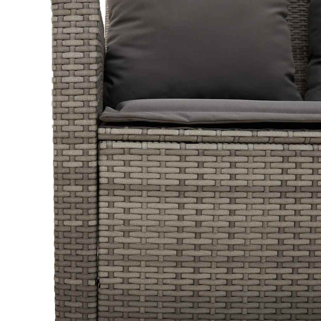 4-tlg. Garten-Sofagarnitur mit Kissen Grau Poly Rattan