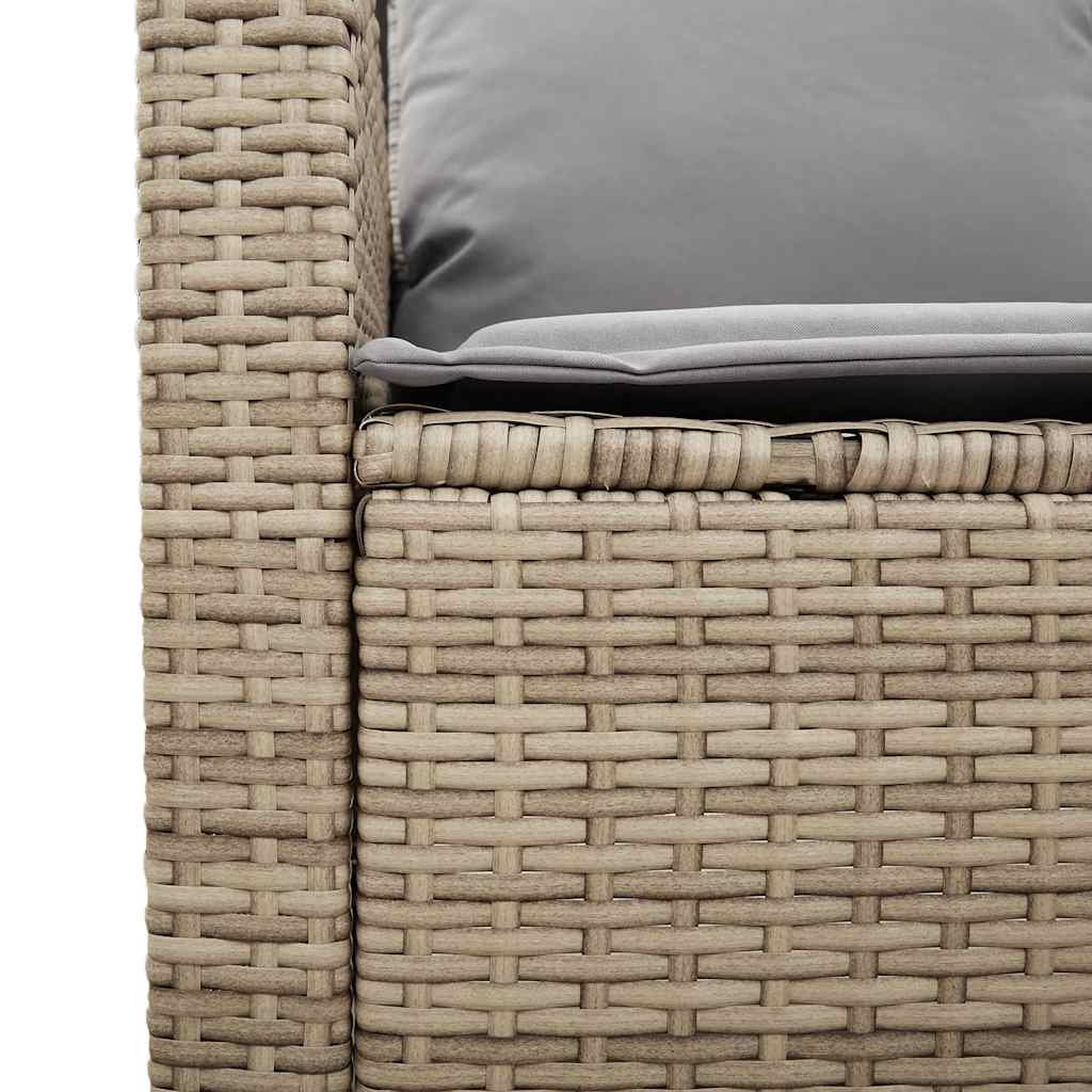 4-tlg. Garten-Sofagarnitur mit Kissen Beige Poly Rattan