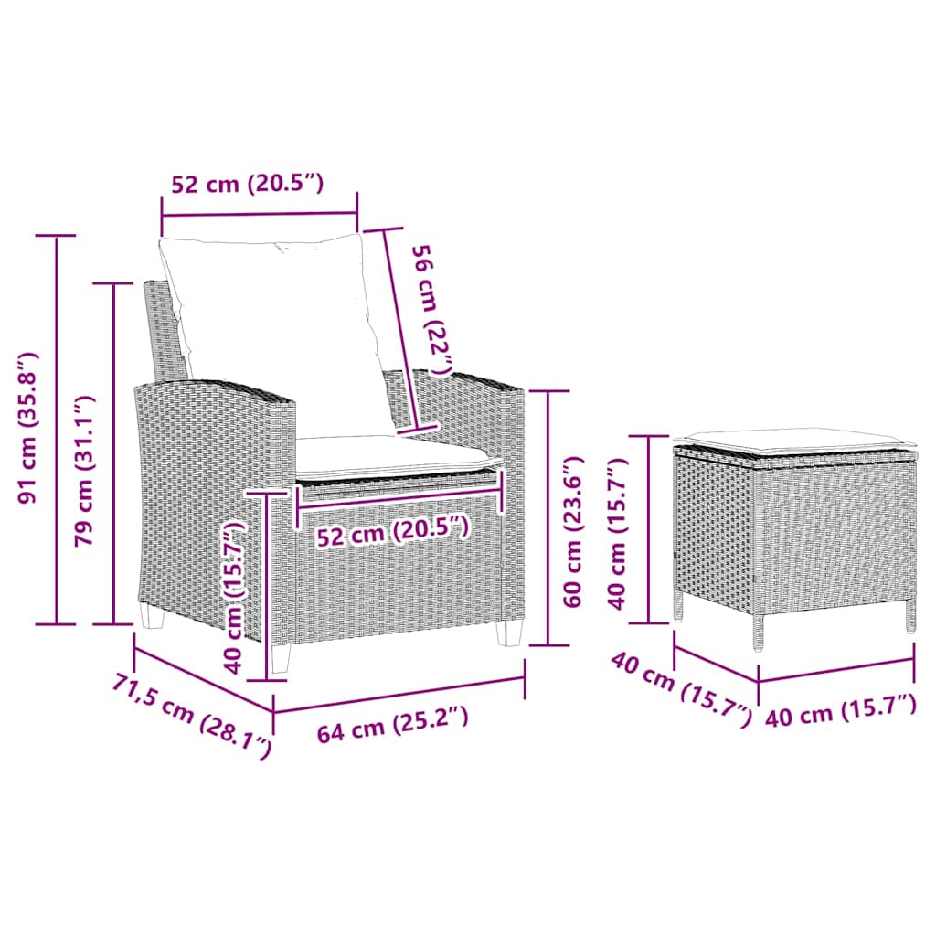4-tlg. Garten-Sofagarnitur mit Kissen Hellgrau Poly Rattan