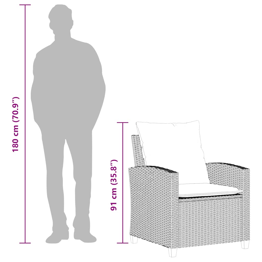 4-tlg. Garten-Sofagarnitur mit Kissen Hellgrau Poly Rattan