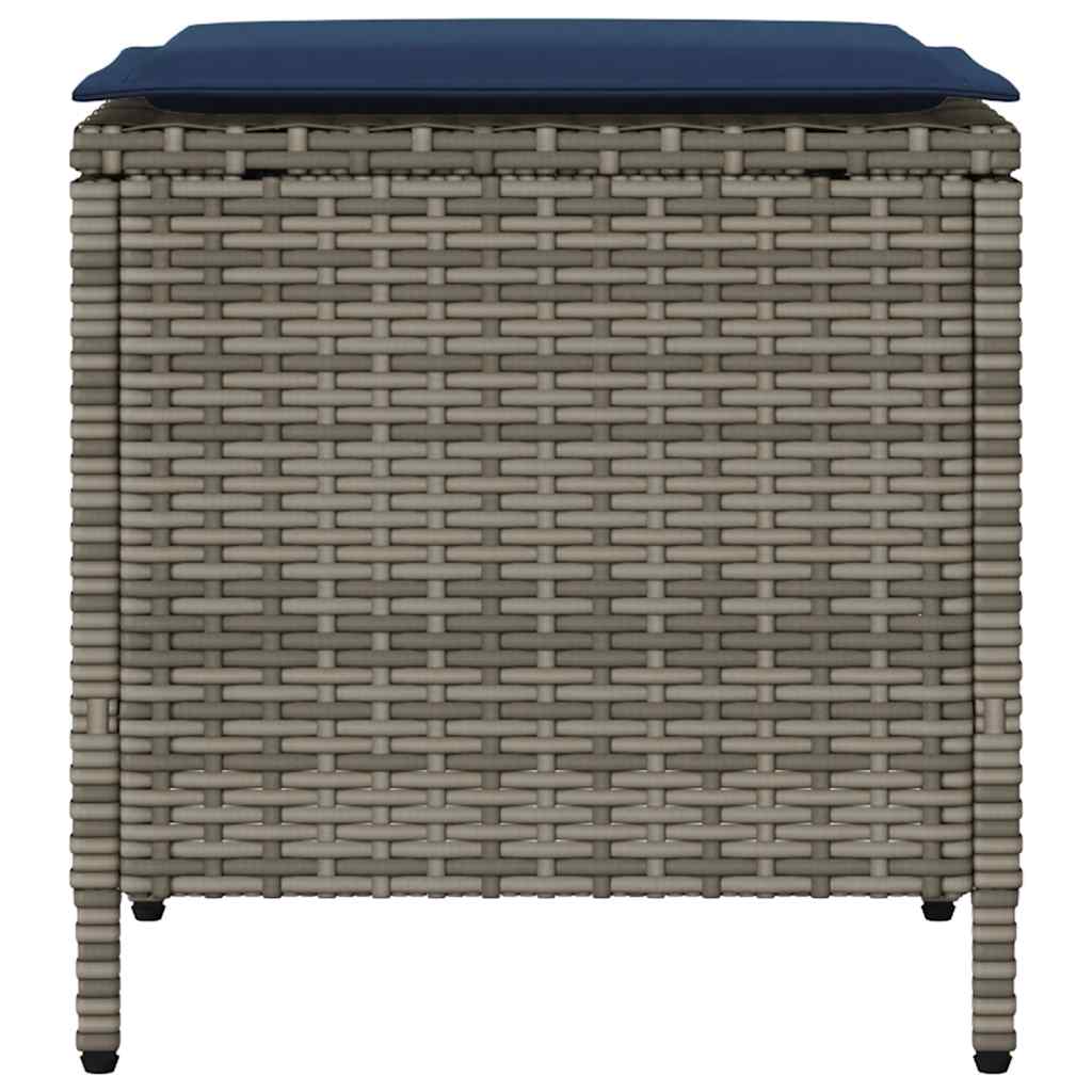 4-tlg. Garten-Sofagarnitur mit Kissen Grau Poly Rattan