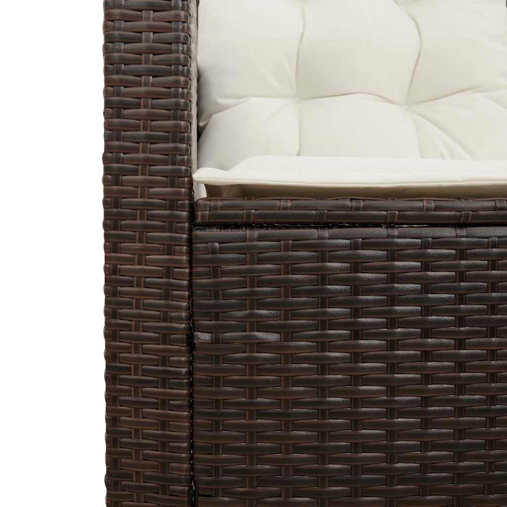 Gartensofa in L-Form mit Tisch und Kissen Braun Poly Rattan