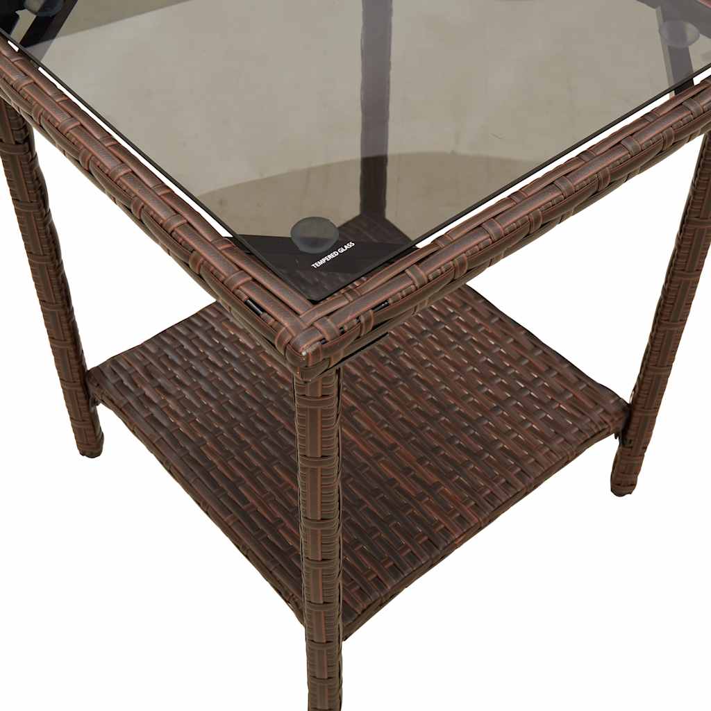 Gartensofa in L-Form mit Tisch und Kissen Braun Poly Rattan