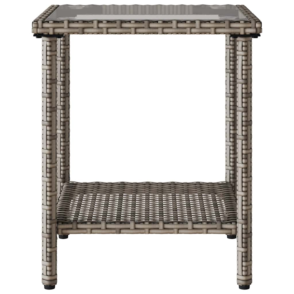 Gartensofa in L-Form mit Tisch und Kissen Grau Poly Rattan