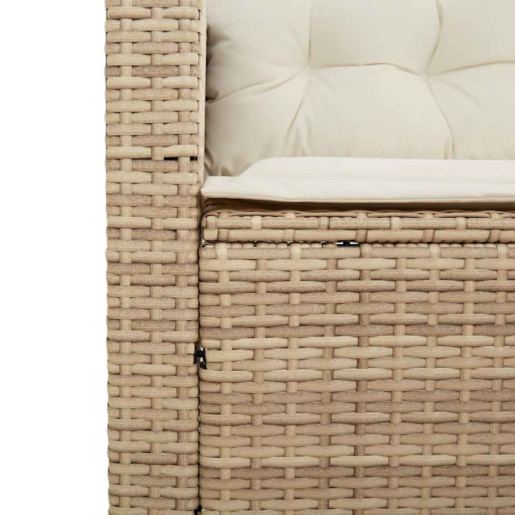 Gartensofa in L-Form mit Tisch und Kissen Beige Poly Rattan