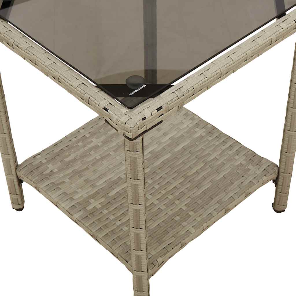 Gartensofa in L-Form mit Tisch und Kissen Hellgrau Poly Rattan