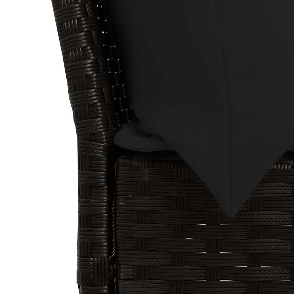 4-tlg. Garten-Essgruppe mit Kissen Schwarz Poly Rattan