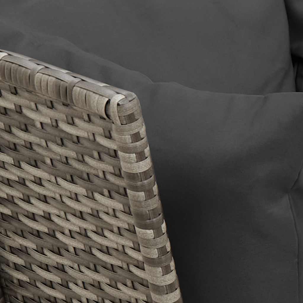 4-tlg. Garten-Essgruppe mit Kissen Grau Poly Rattan