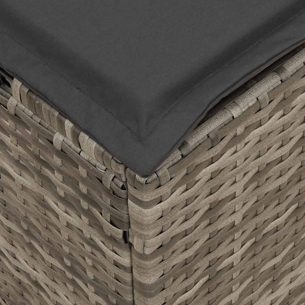 4-tlg. Garten-Essgruppe mit Kissen Grau Poly Rattan