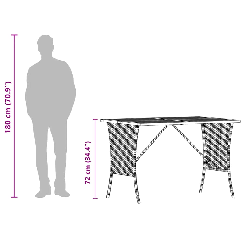 Gartentisch mit Akazienholzplatte 105x75x72 cm Poly Rattan