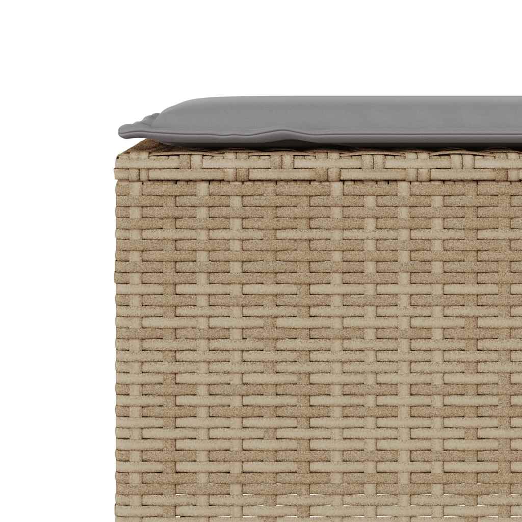 Gartenbank mit Kissen Beige 110x30x40,5 cm Poly Rattan