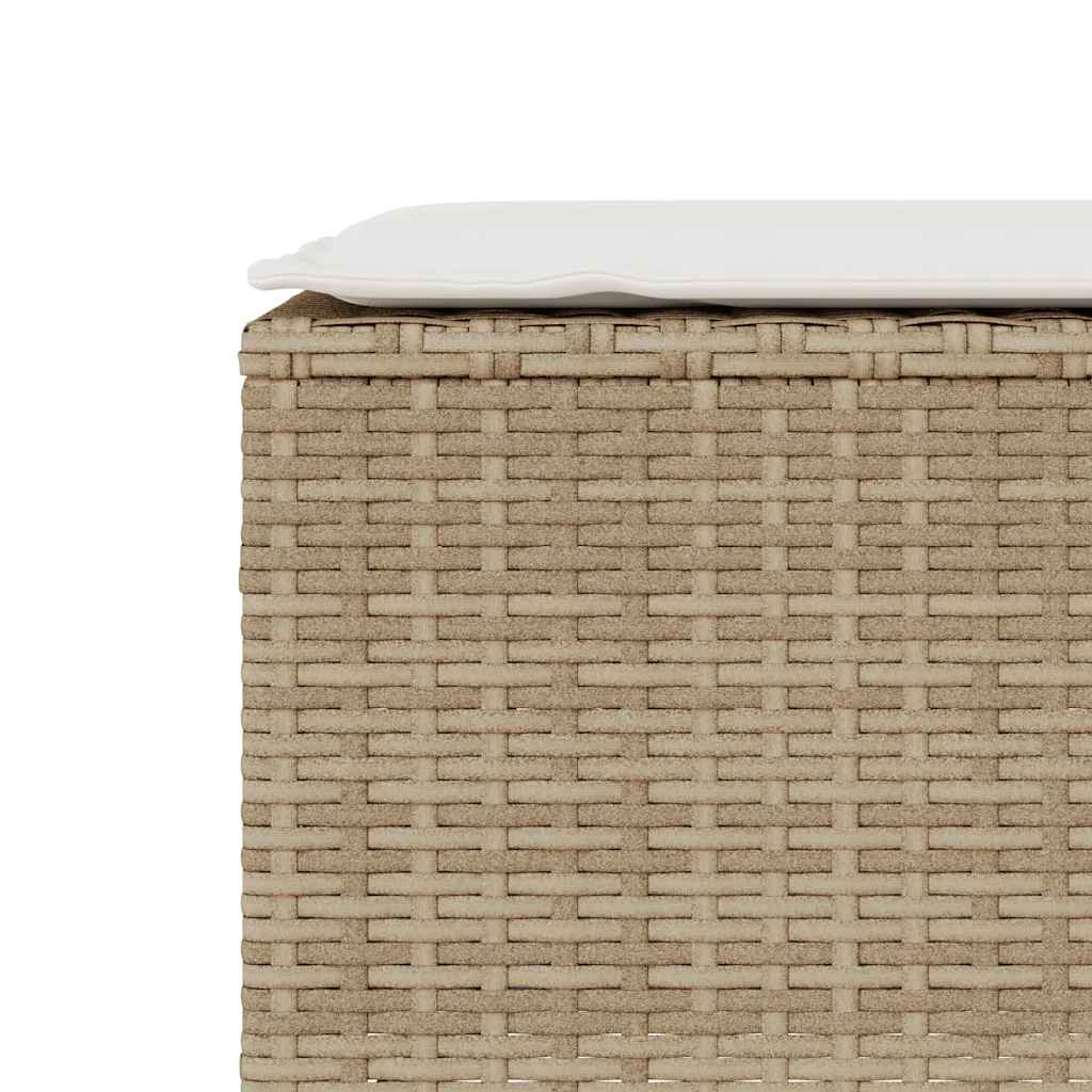 Gartenbank mit Kissen Beige 110x30x40,5 cm Poly Rattan