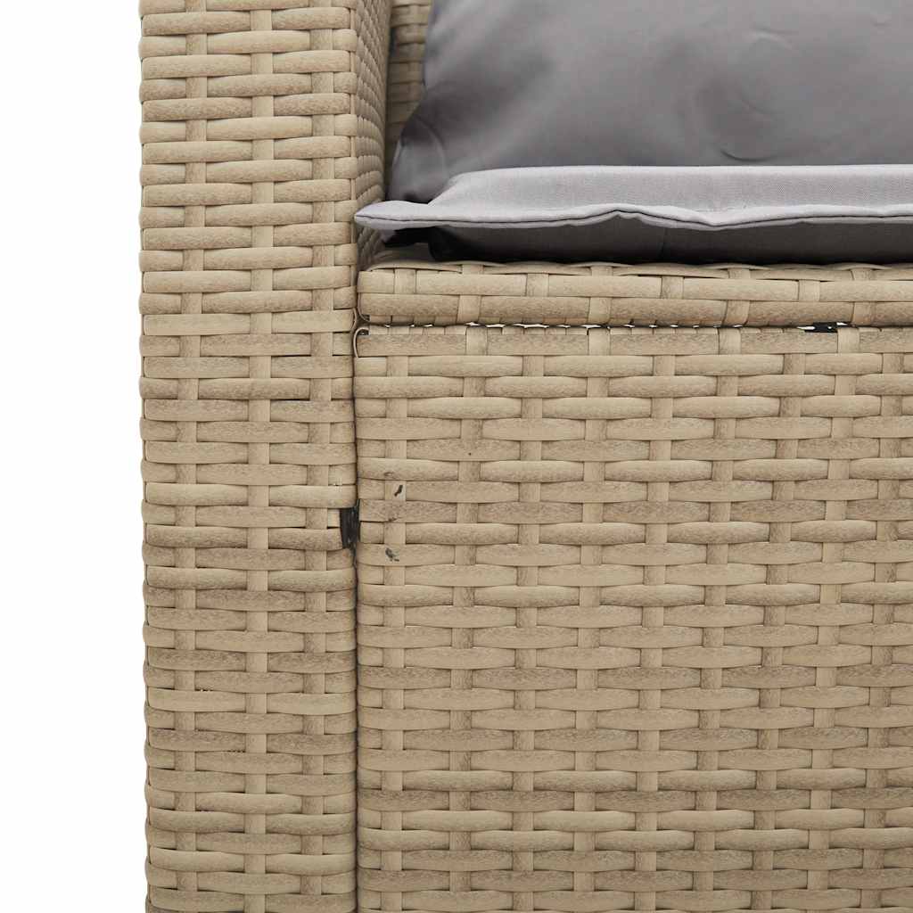 5-tlg. Garten-Sofagarnitur Kissen Stapelbar Beige Poly Rattan