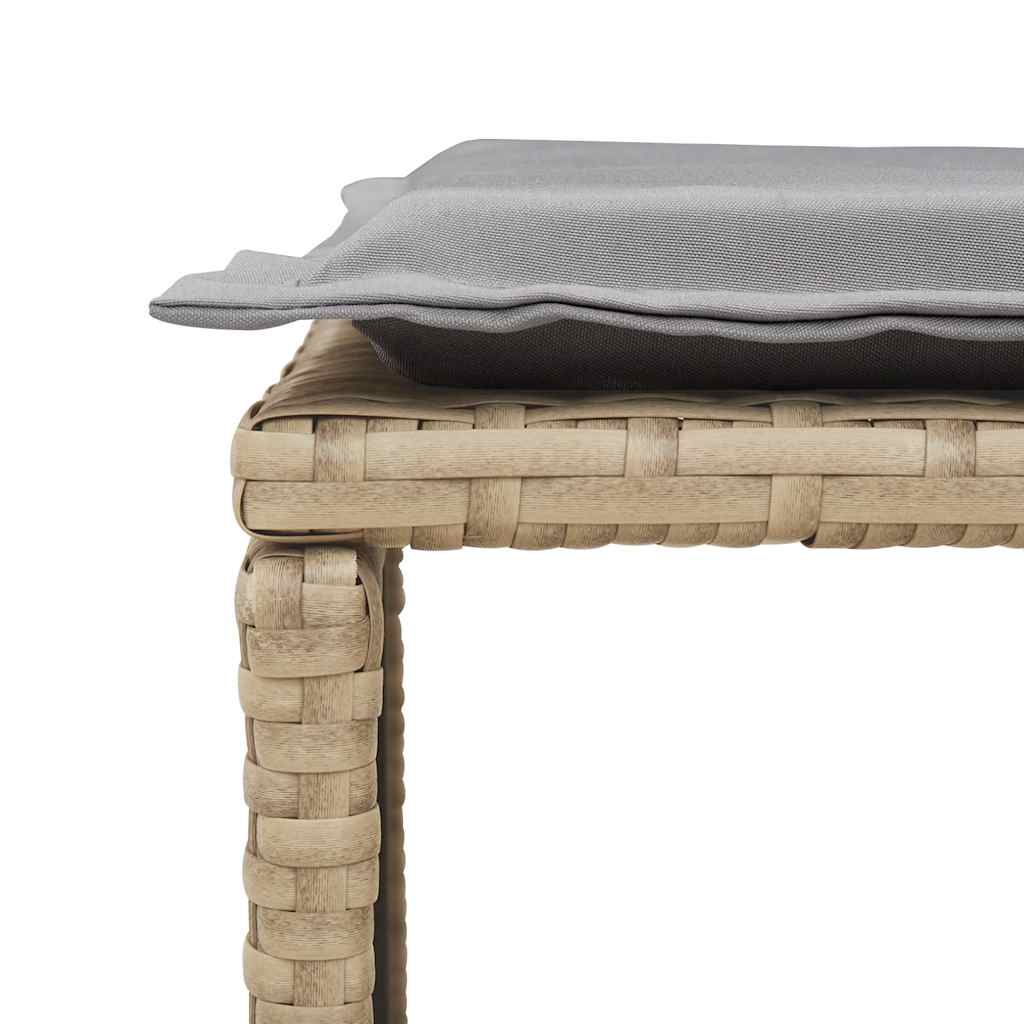 5-tlg. Garten-Sofagarnitur Kissen Stapelbar Beige Poly Rattan