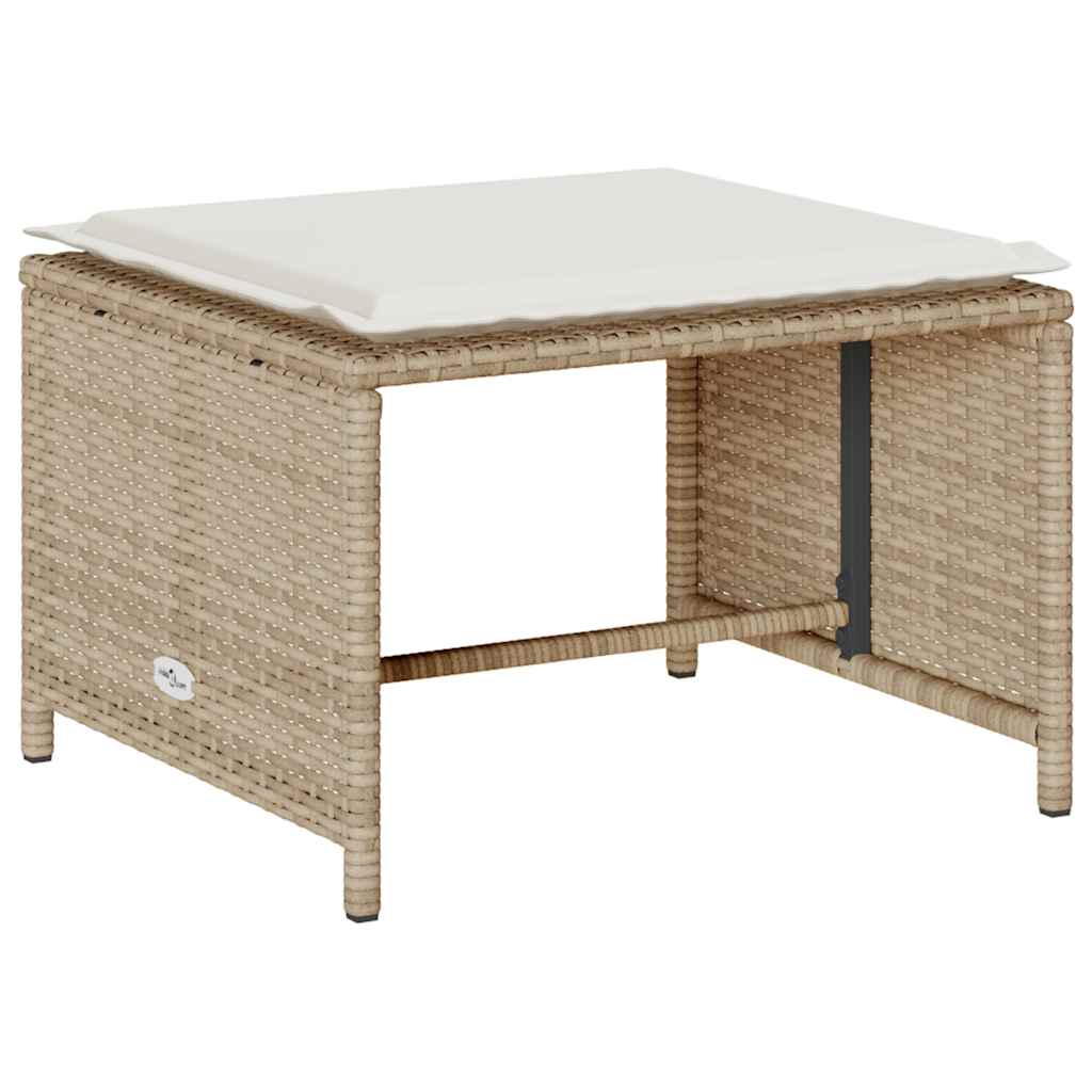 5-tlg. Garten-Sofagarnitur Kissen Stapelbar Beige Poly Rattan
