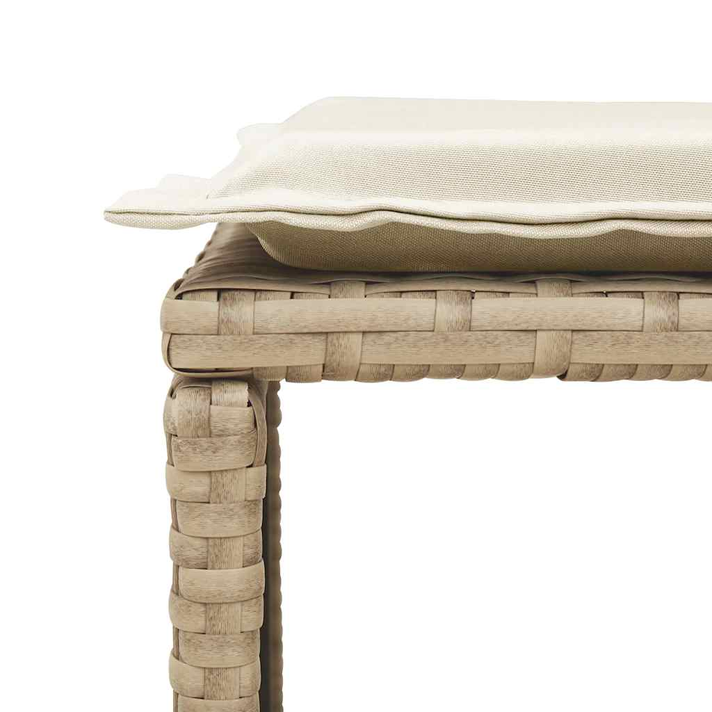 5-tlg. Garten-Sofagarnitur Kissen Stapelbar Beige Poly Rattan