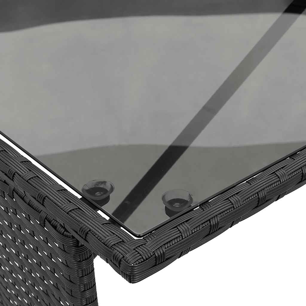 3-tlg. Garten-Essgruppe mit Kissen Schwarz Poly Rattan