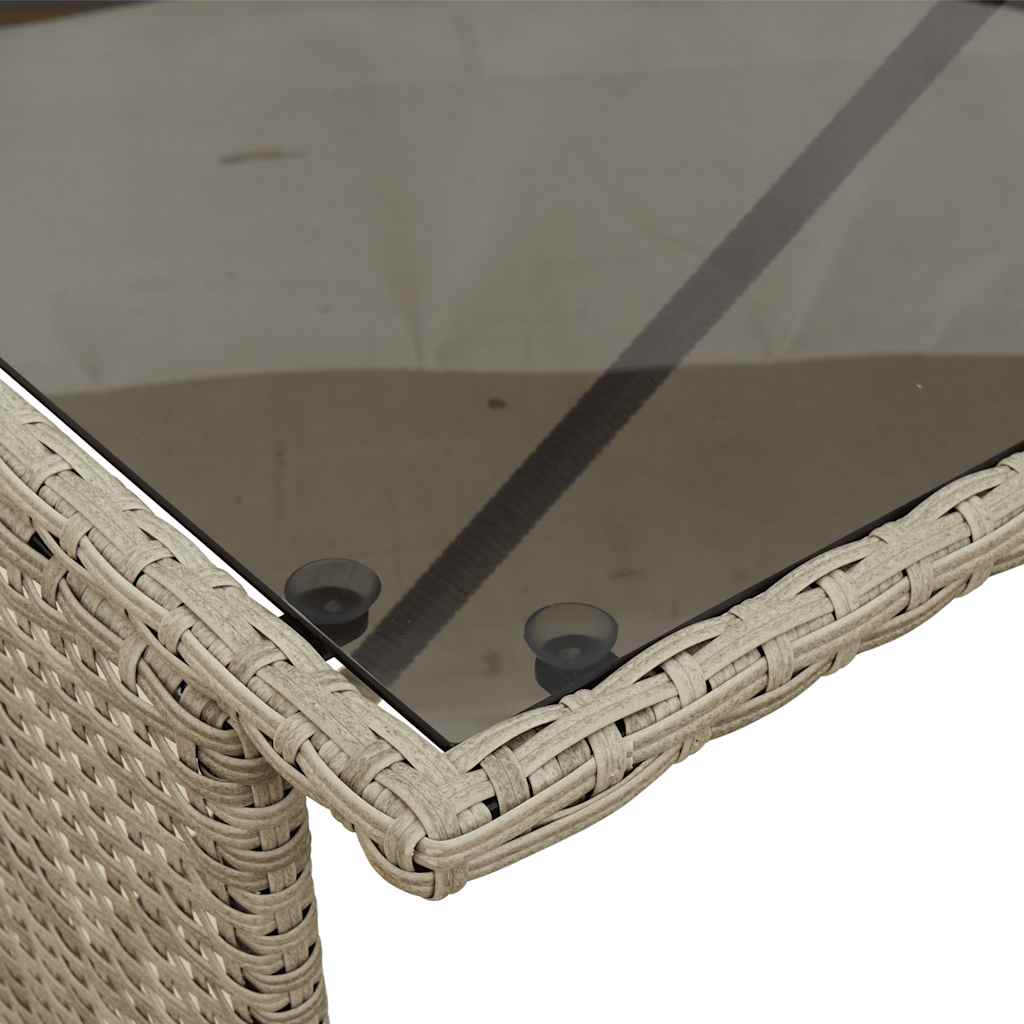 3-tlg. Garten-Essgruppe mit Kissen Hellgrau Poly Rattan