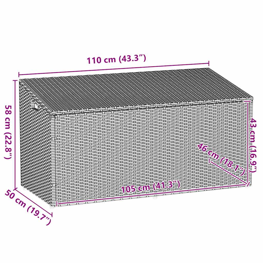 Garten-Auflagenbox Schwarz 110x50x58 cm Poly Rattan