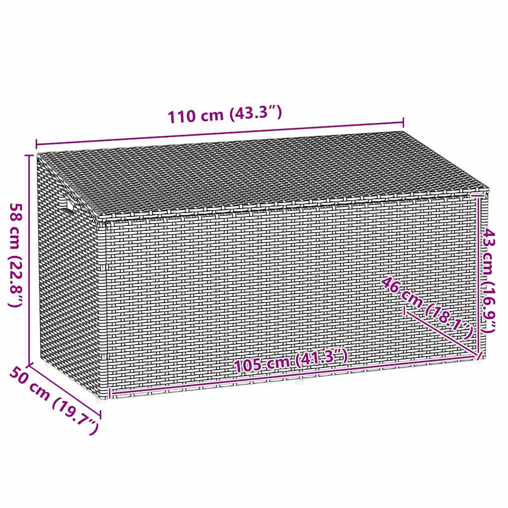Garten-Auflagenbox Braun 110x50x58 cm Poly Rattan