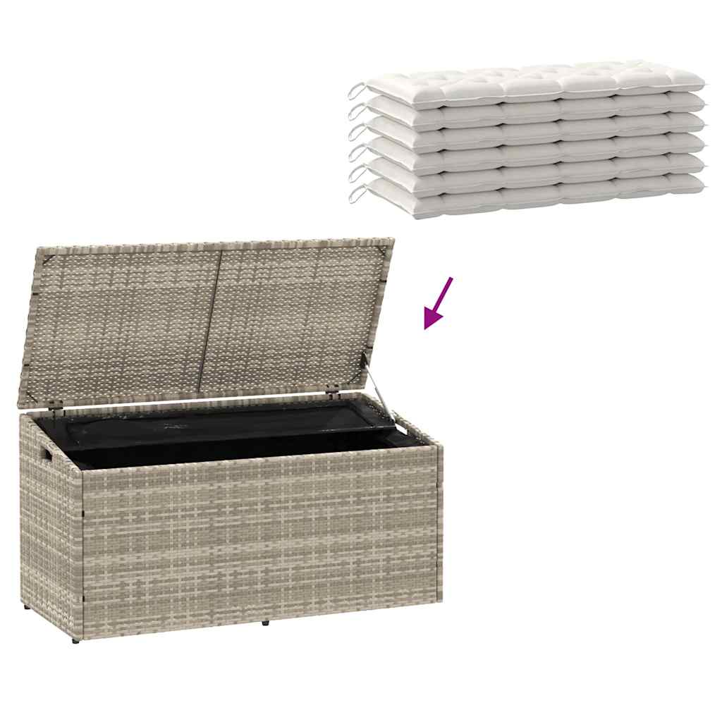 Garten-Auflagenbox Hellgrau 110x50x58 cm Poly Rattan